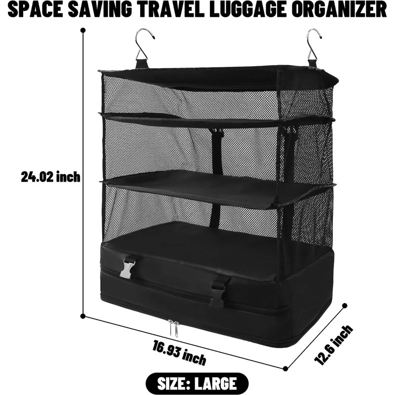 Rangement suspendu en tissu Alyciana, Noir, H 24,02 po x l 16,93 po x P 12,60 po