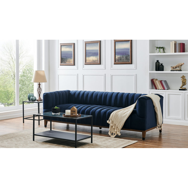 Canapé à accoudoirs carrés 90 po Pirtle, Bleu marine