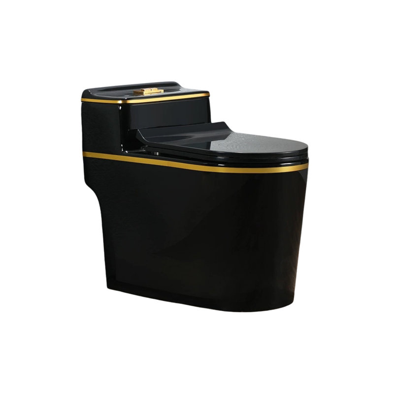Toilette anti-odeur silencieuse 1,46 gallons noire à double chasse (siège inclus)