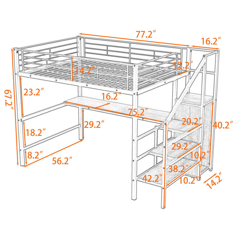 Gudrun Full Loft Bed Bed with Built-in-Desk by Isabelle & Max™