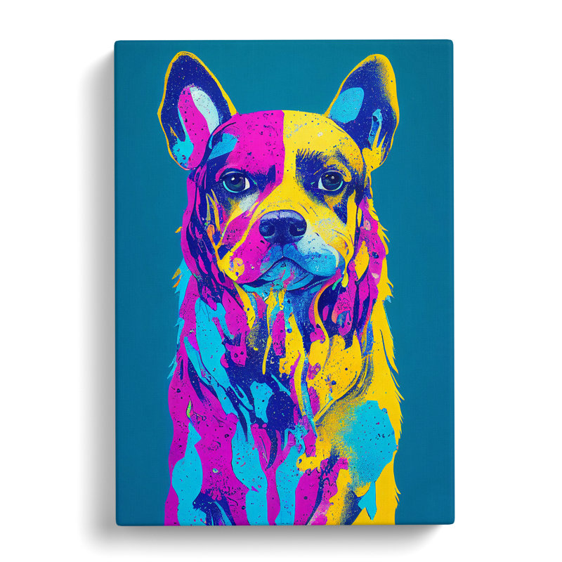 Colourful Dog No.2 Abstract - Wall Art, Wrapped Canvas, 50cm H x 35cm W x 3cm D, No Matte