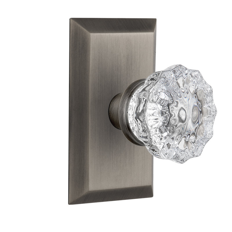 Studio Plate with Crystal Door Knob, Antique Pewter
