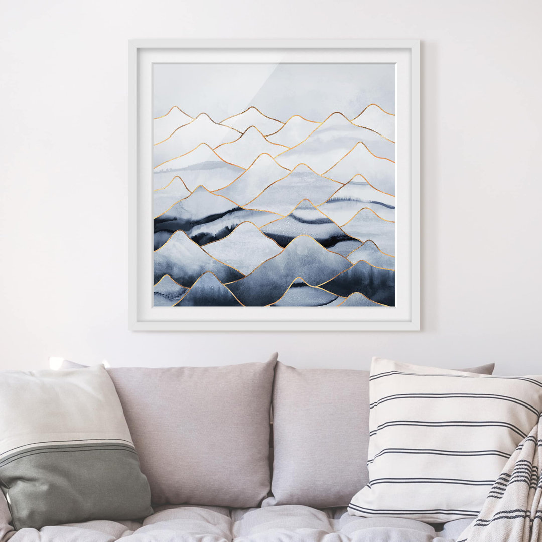 Gerahmtes Poster Mountains White Gold