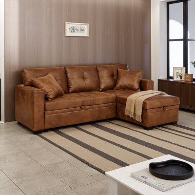 Sleeper Sofa, Sectional With Pull-Out Bed, Reversible Chaise, Storage Sectional,Breathable Fabric, Small Space Solution, Convertible Sofa Bed, Living Room Furniture