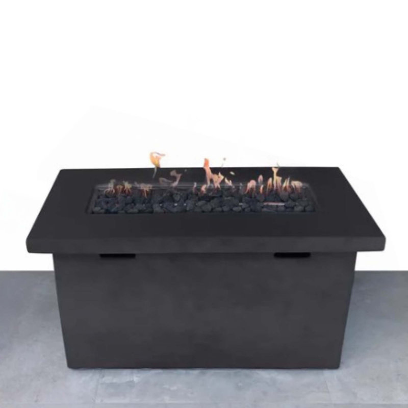 25" H X 42" W Fiber Reinforced Concrete Propane Outdoor Fire Pit Table, Charcoal