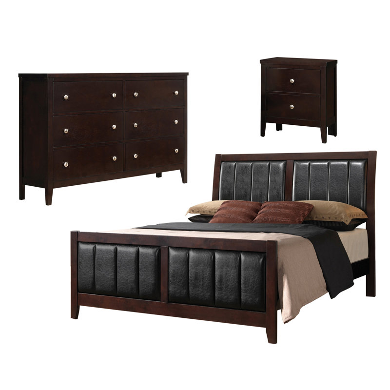 Ensemble de chambre à coucher 3 pièces avec commode Horne Cappuccino, Grand