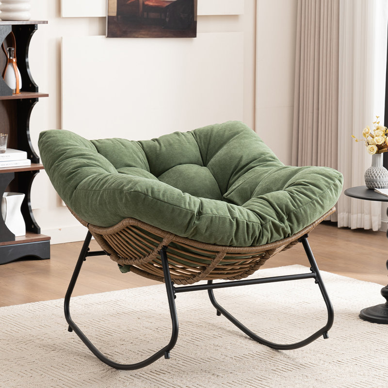 Chaise d'appoint berçante rembourrée Chenille, Vert