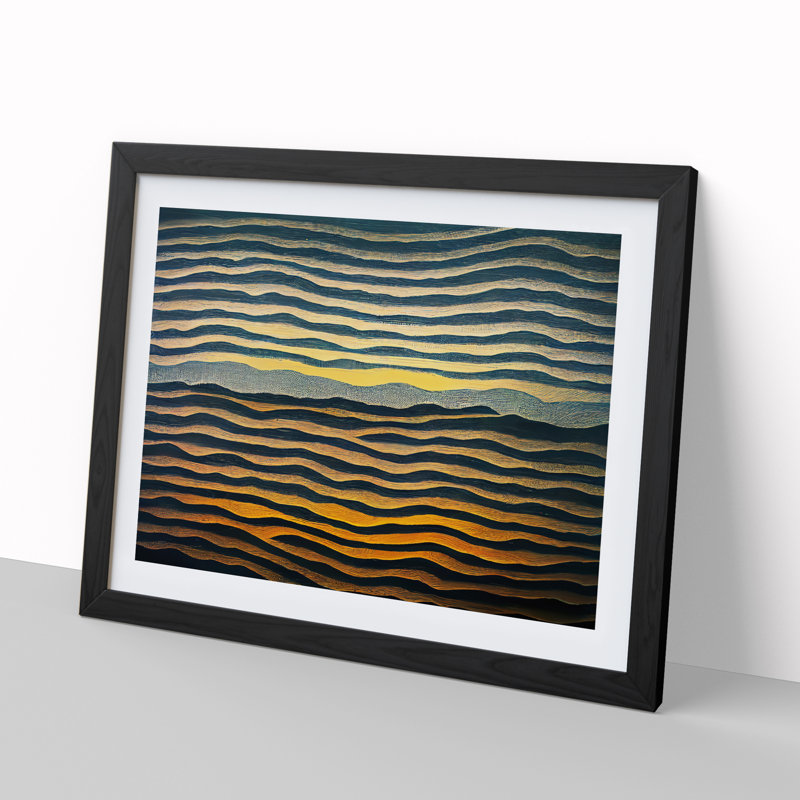 Abstract Ocean Ripples - Framed Print, Black, 34cm H x 46cm W x 2cm D