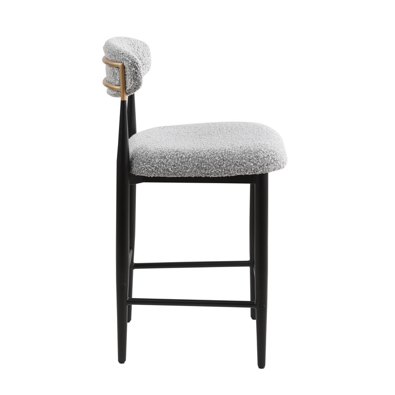 Tabouret de comptoir rembourré Velora, Gris