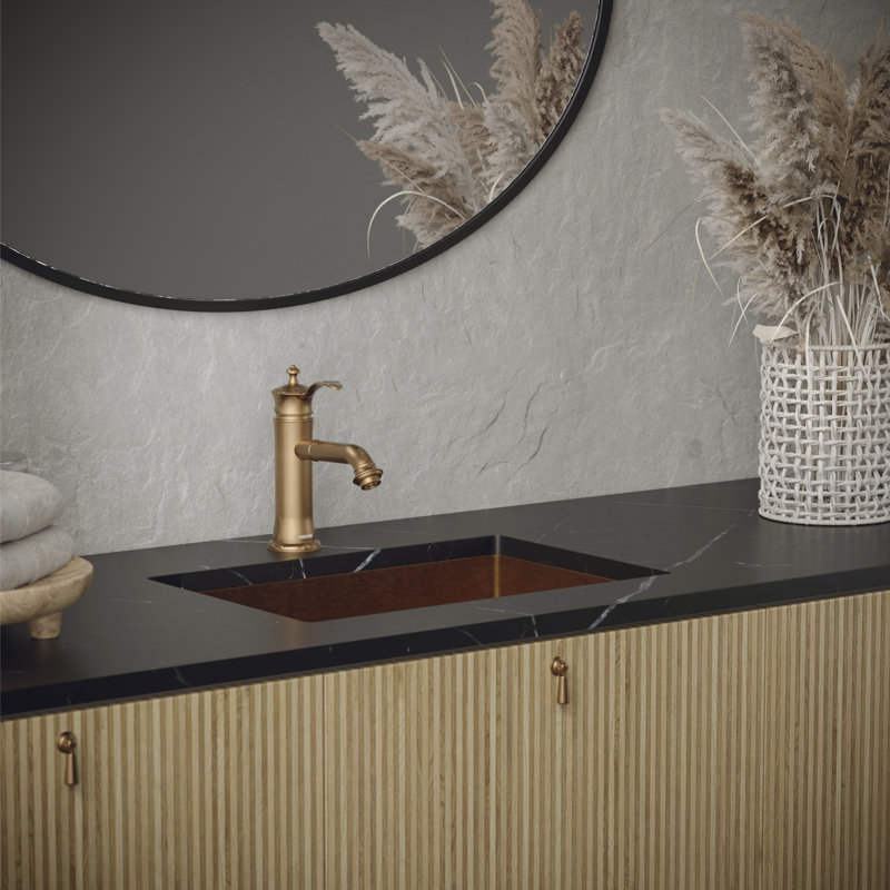 Single-Hole Single-handle Bathroom Faucet with Drain Assembly, Brushed Copper