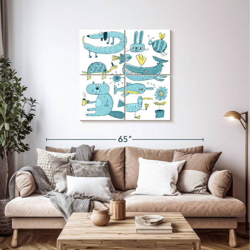 Blue Doodles, 38" H x 38" W