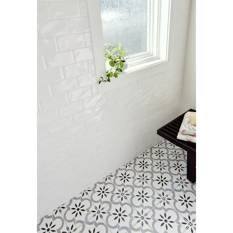 Subway 3 in. x 6 in. Glossy Ceramic Wall Tile, Celeste Blanc