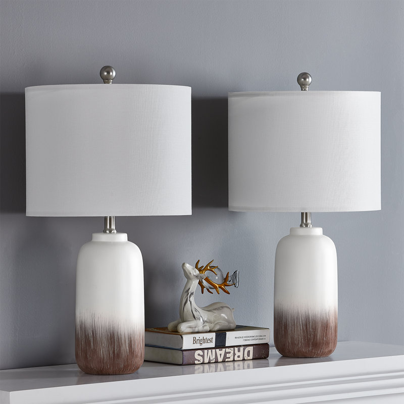 Lampe de table en céramique 23,5 po pour salon / chambre à coucher Chanise, Brun