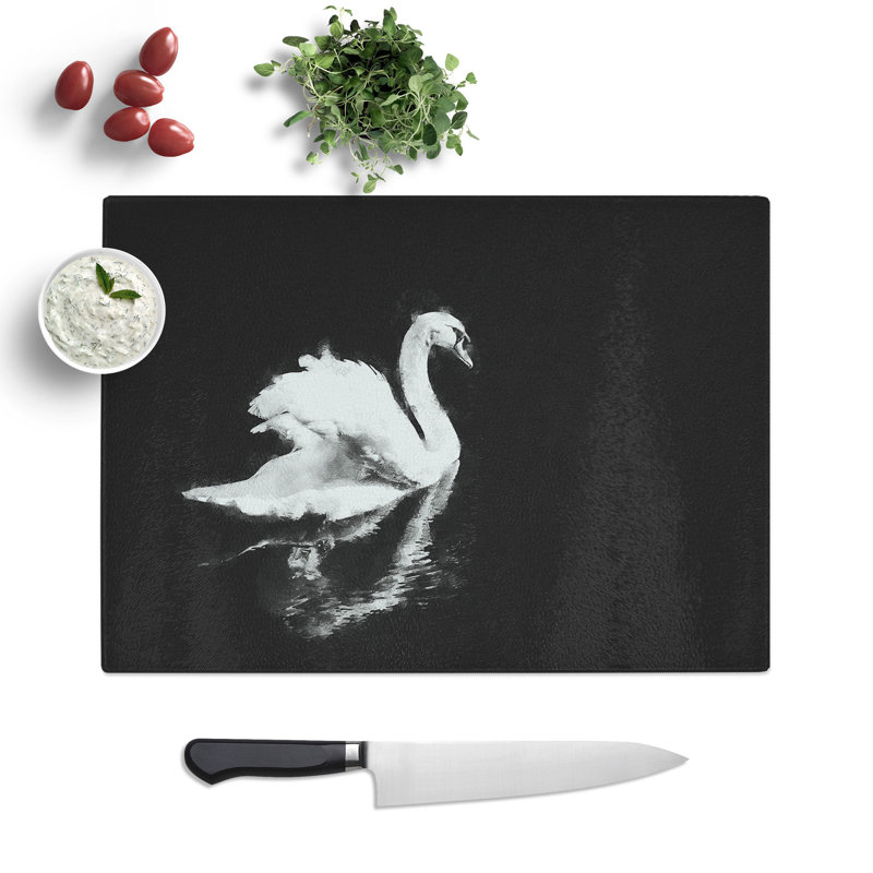 Tempered Glass Swan Chopping Board, 20 cm x 28.5 cm