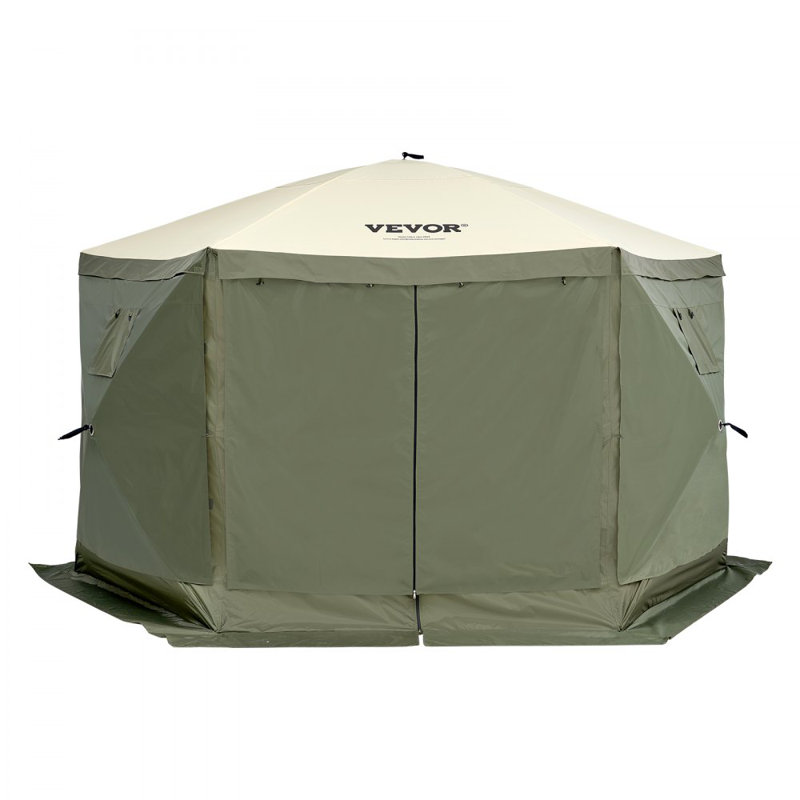 Pop Up Gazebo Tent, Pop-Up Screen Tent 6 Sided Canopy Sun Shelter with 6 Removable Privacy Wind Cloths & Mesh Windows, 12x12FT Quick Set Screen Tent with Mosquito Netting