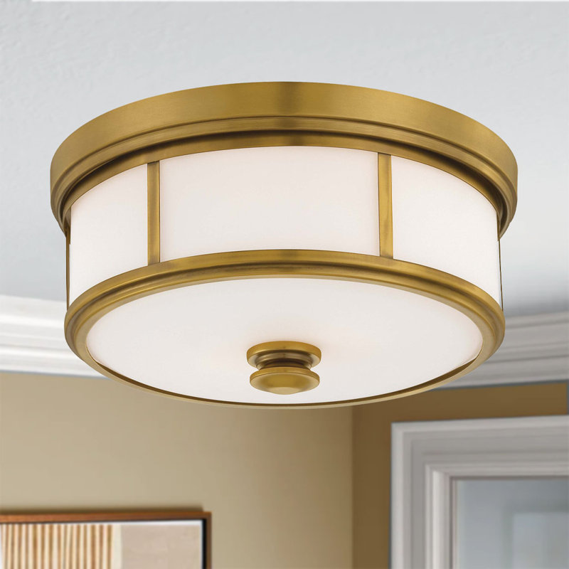 Wilcher Glass Flush Mount, 7" H x 16" W x 16" D, Liberty Gold