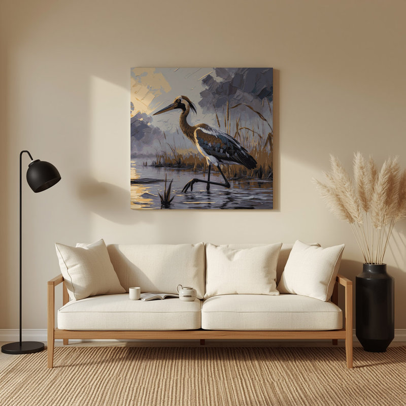 Wildlife Saddle billed Stork Black Metal Wall Art, 8" H x 8" W
