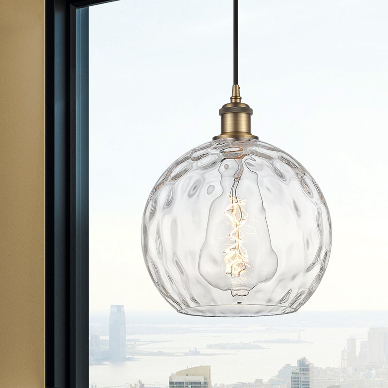 Luminaire suspendu sphère 1 lumière Roxane, H 13 po x l 10 po x P 10 po, DEL, Laiton brossé