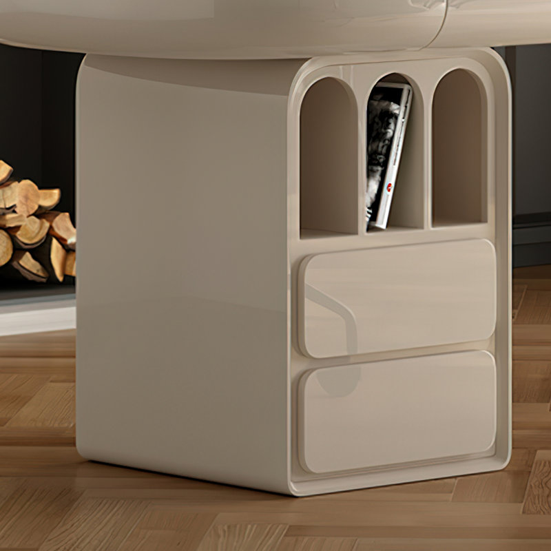 Drish Modern Cream Office Desk With Drawers