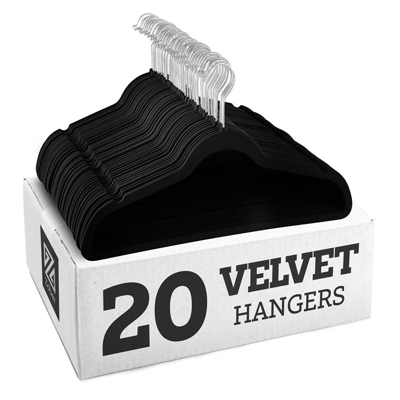 Cintre standard en velours antidérapant, Noir, 20