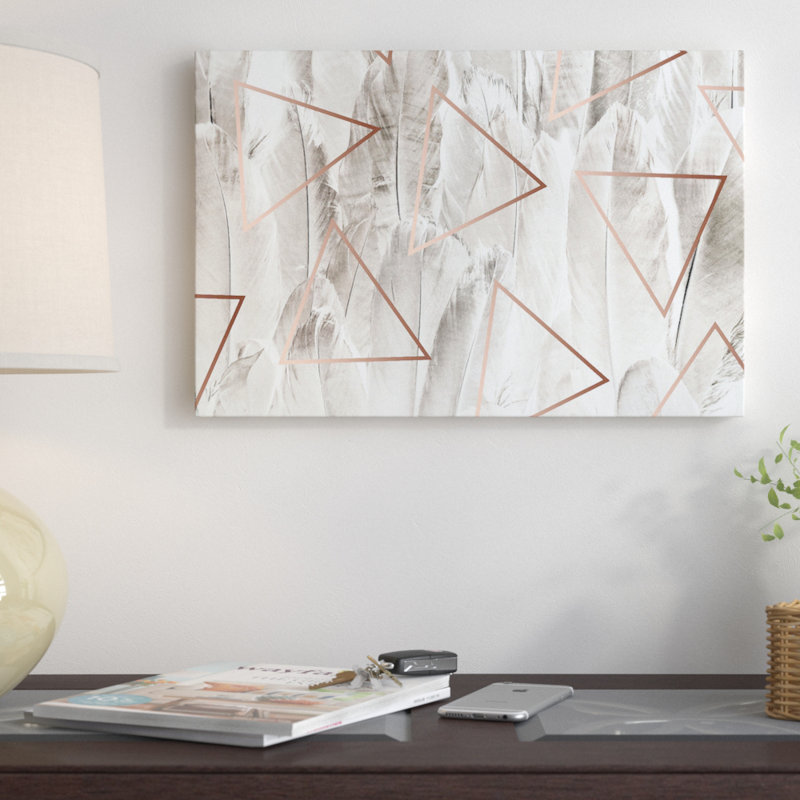«Copper Feathers», impression sur toile, H 18 po x l 26 po x P 1,5 po, Toile avec cadre noir