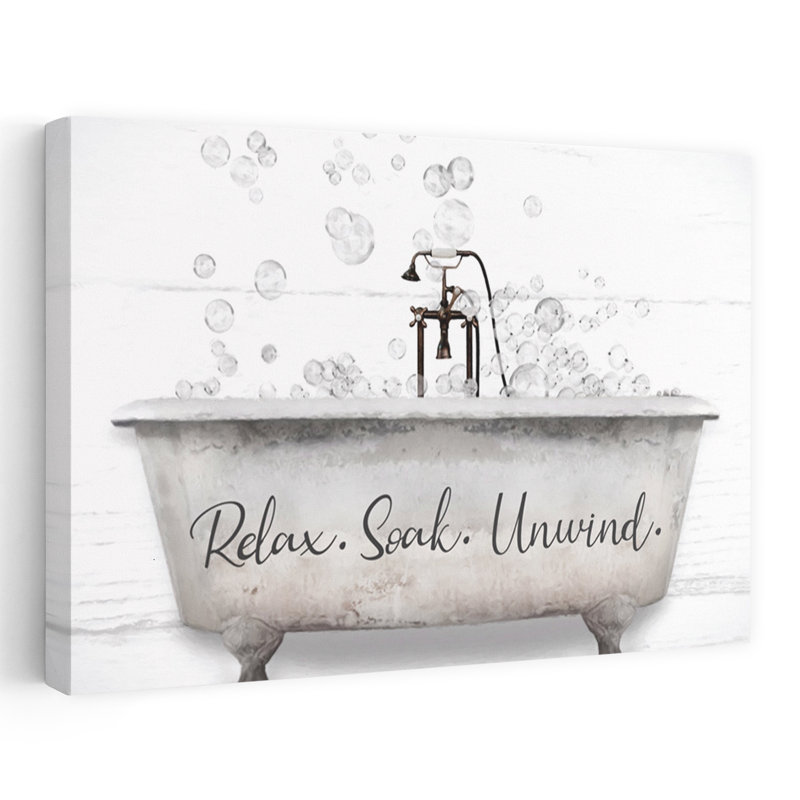 «Relax Soak Unwind Bathaign», art contemporain abstrait, H 32 po x l 48 po
