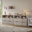 Commode cannelée moderne 56,5 "à 4 tiroirs avec 2 grands rangements ouverts-500291084