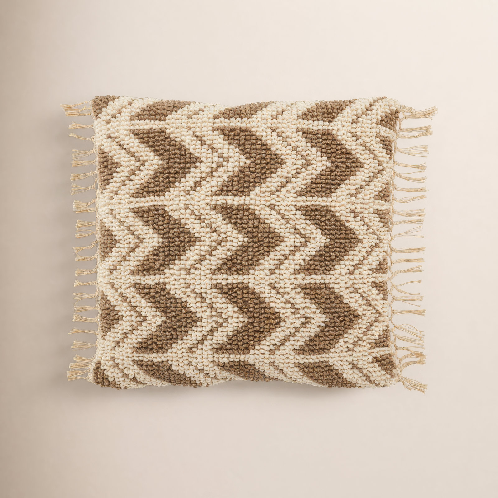 Oakleaf Chevron Throw Pillow, Olive/Ivory, Down