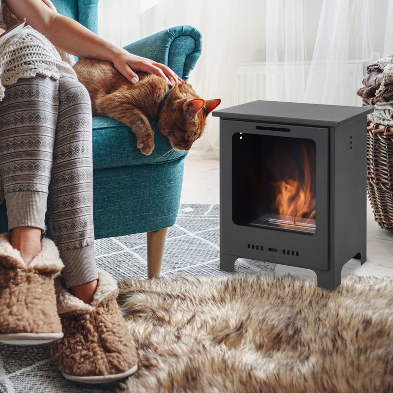 Metal Bio-Ethanol Tabletop Fireplace with Flame Guard