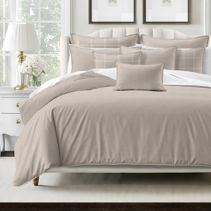 Shay Window Pane Natural Cotton Coverlet Set  8 Piece, Super Queen Coverlet + 7 Additional Pieces