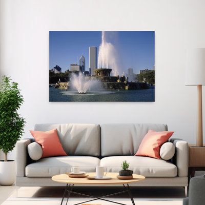 Fountain in a park Buckingham Fountain Grant Park Chicago Cook County Illinois USA 1 Piece Wrapped Canvas Wall Art