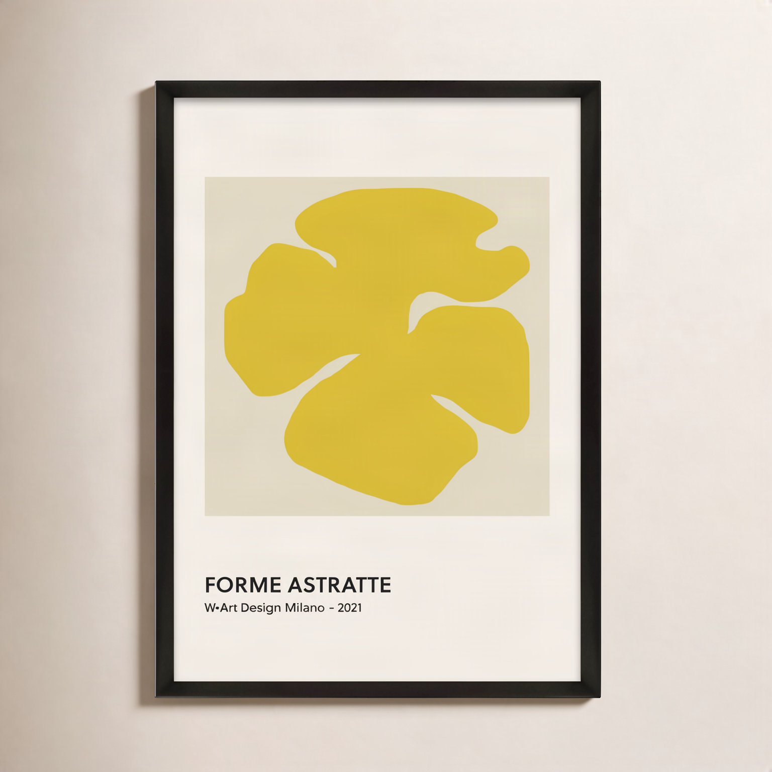Deryn "Forme Astratte Yellow" Print, Black Framed Paper, 25" H x 17.5" W x 1.25" D
