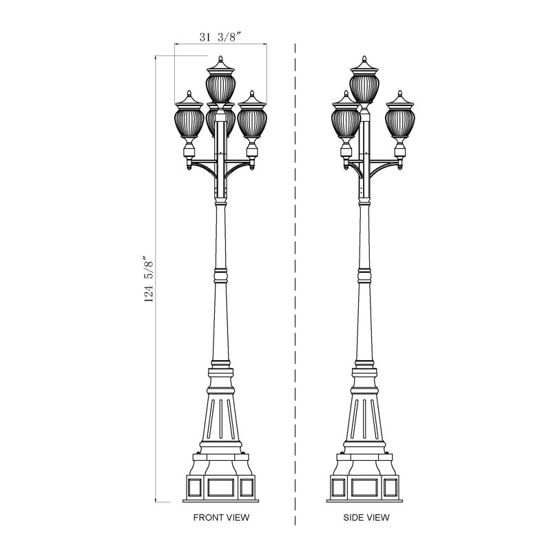 Luminaire d'extérieur 3 lumières Ashdown, H 125,75 po x l 31,5 po x P 31,5 po