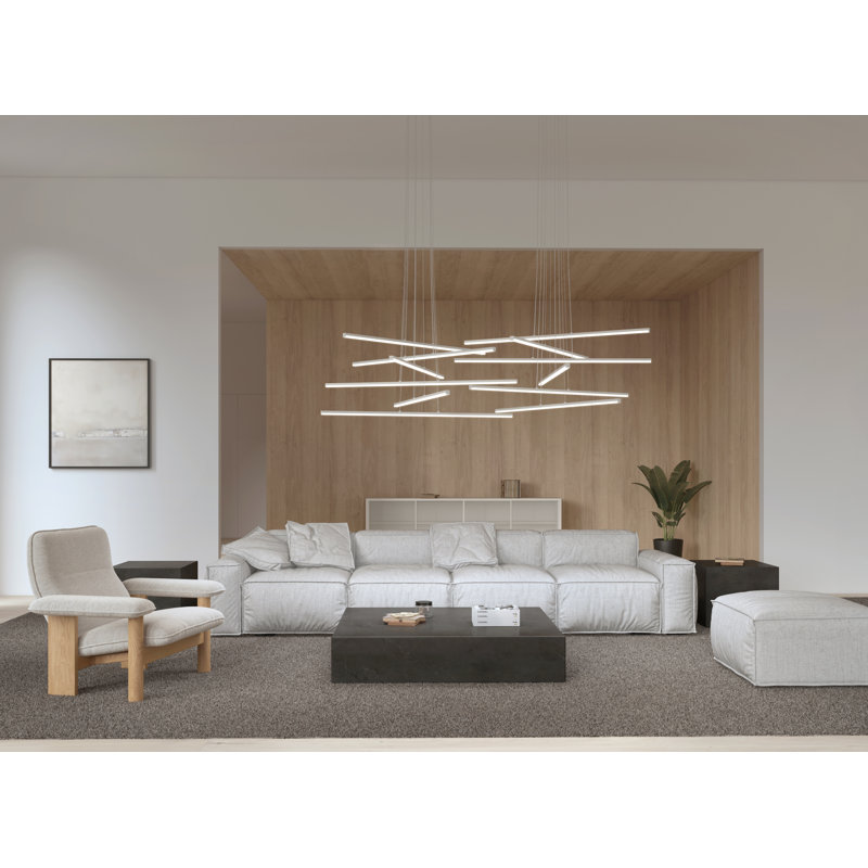 Stix 6 - Light LED Chandelier, Bright Satin Aluminum