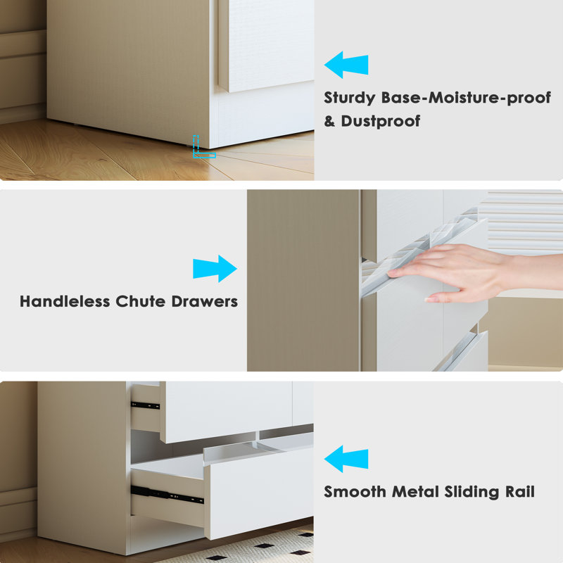 White MDF Double Dresser with LED Lights for Nursery