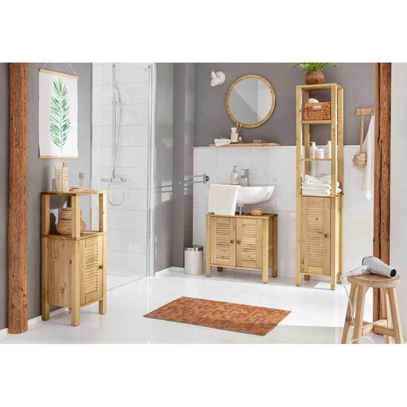 Ayanna Solid Wood Bathroom Cabinet, Brown