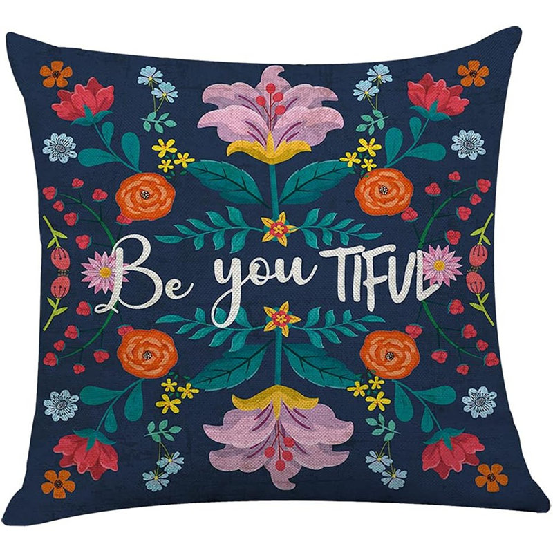 Housse de coussin en lin Golden Retriever, Fleur noire