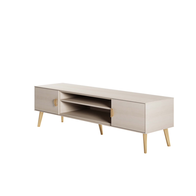 Meuble télé Haley 70,9 po Mid-Century, Blanc