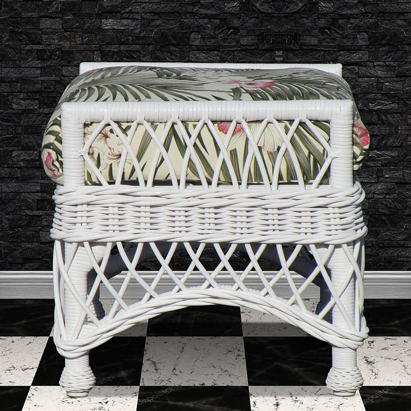 Rosado Upholstered Ottoman, Denim Reef, White