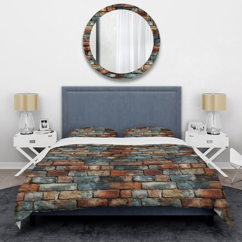 Urban Brick Wall Elegance - Ensemble de housse de couette en brique - Polyester en microfibre