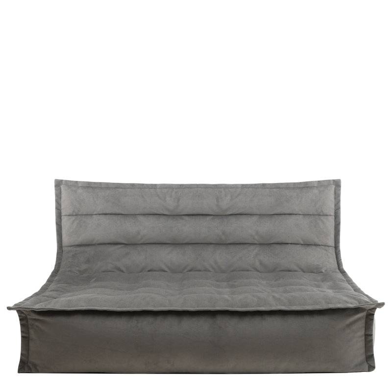 Kota Velvet Bean Bag Sofa, Charcoal Grey