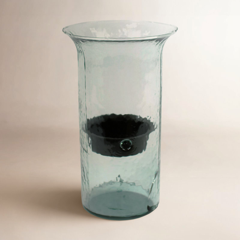  Medium Rustic Glass Candle Holder – Farmhouse Accent 15" Tall, 15" H x 7" W x 7" D