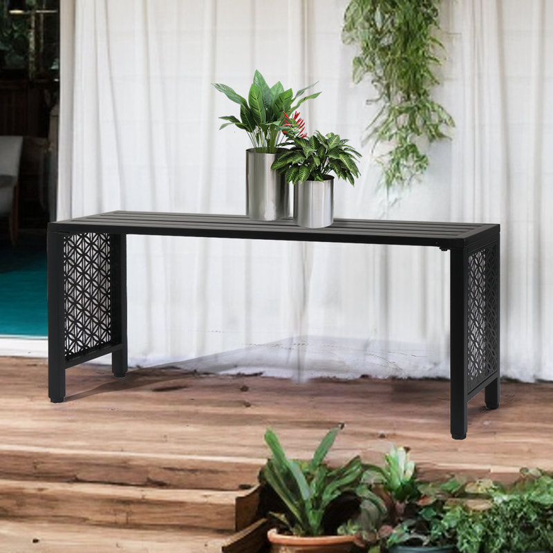 Banc de patio en métal 39,3 pouces, Noir