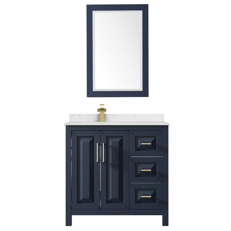 Daria 36'' W Single Vanity, Polished Chrome, Carrara Cultured Marble, Dark Gray