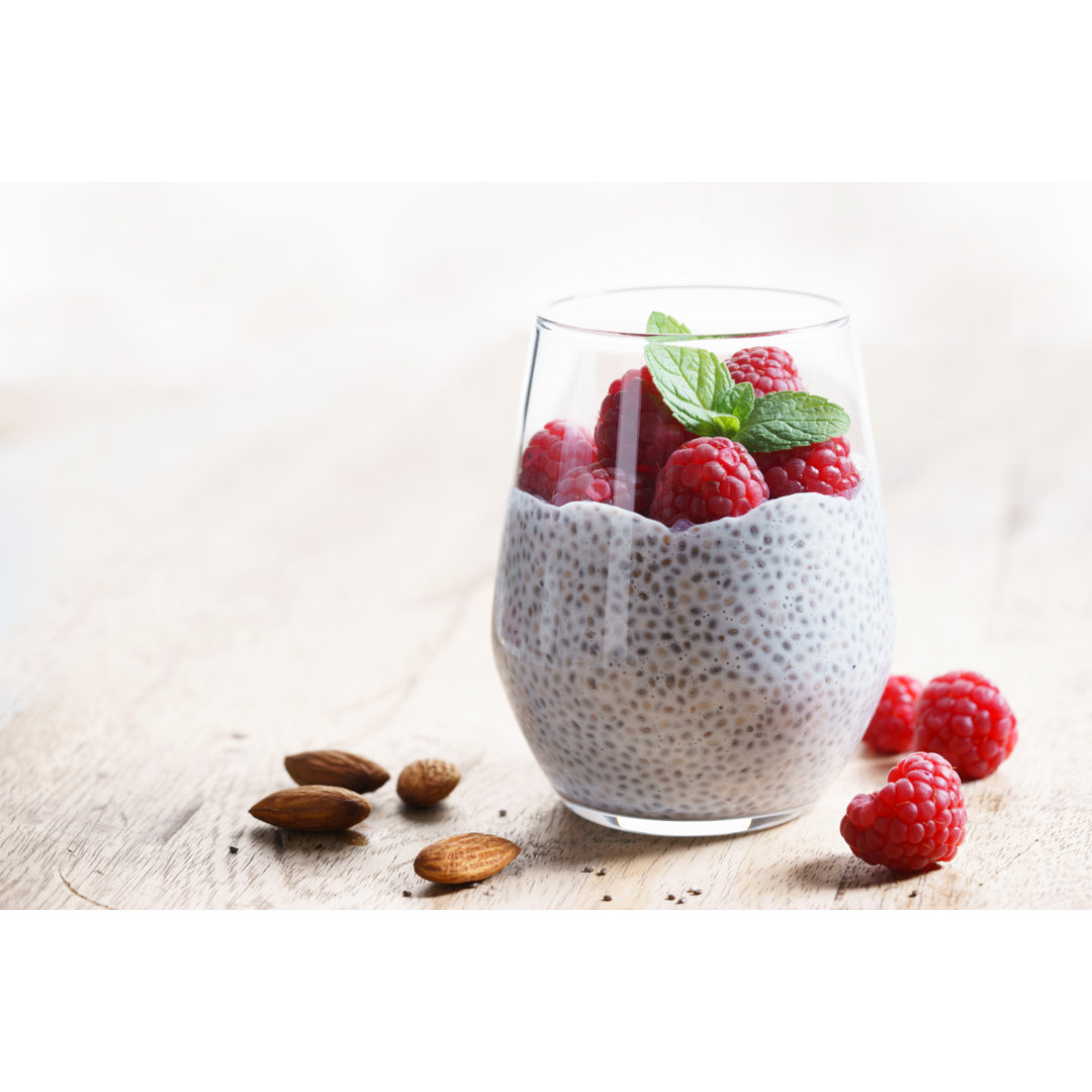 Chia Seed Pudding by SherSor - Wrapped Canvas Print