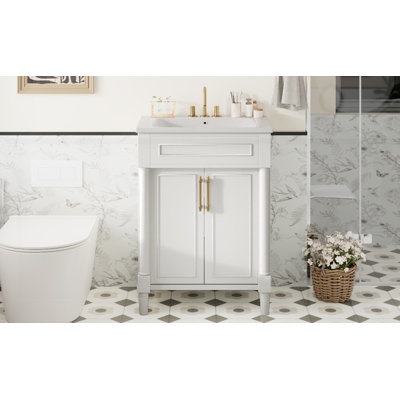 Meuble-lavabo 24 po avec lavabo en céramique intégré