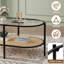 Table basse à 2 niveaux, table basse ovale avec plateau en verre trempé Boho-2119612774