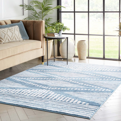 Tapis bleu clair à motif tribal Marsa
