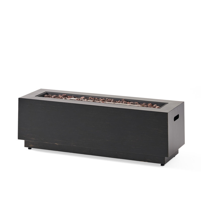 Rectangular Iron Fire Pit, 50,000 , Dark Grey, Cool Outdoor Ornament, No Assembly 40" Fireplace, Rectangular, Chic Design,