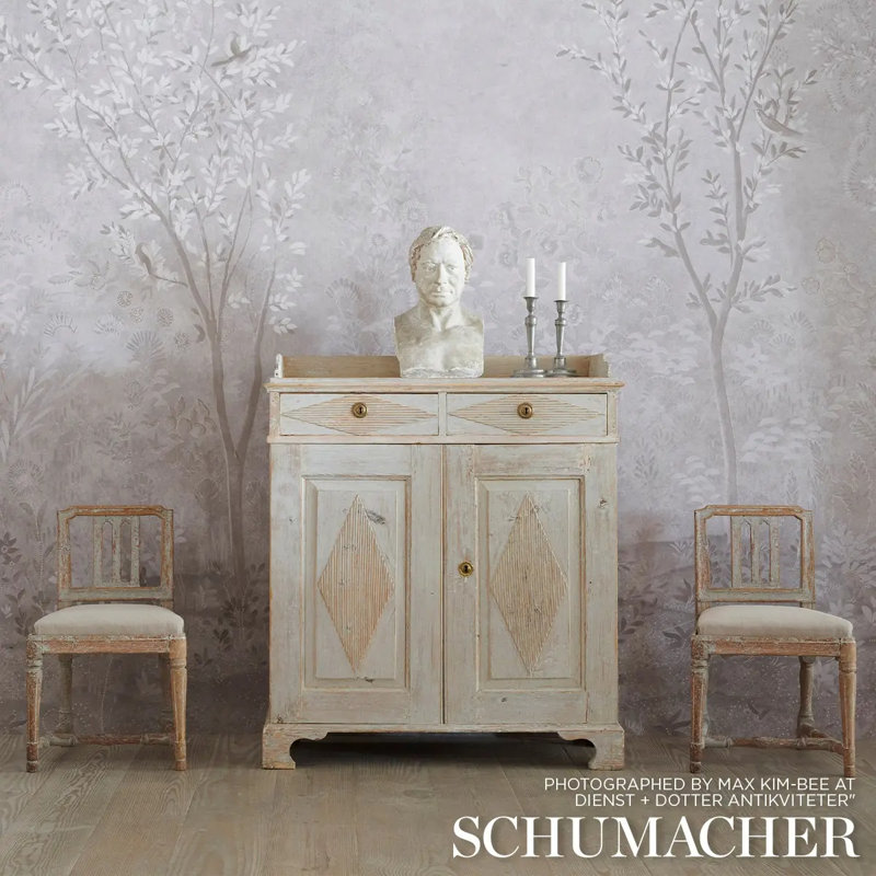 Schumacher X Colette Cosentino Wallpaper by Colette Cosentino, Gray